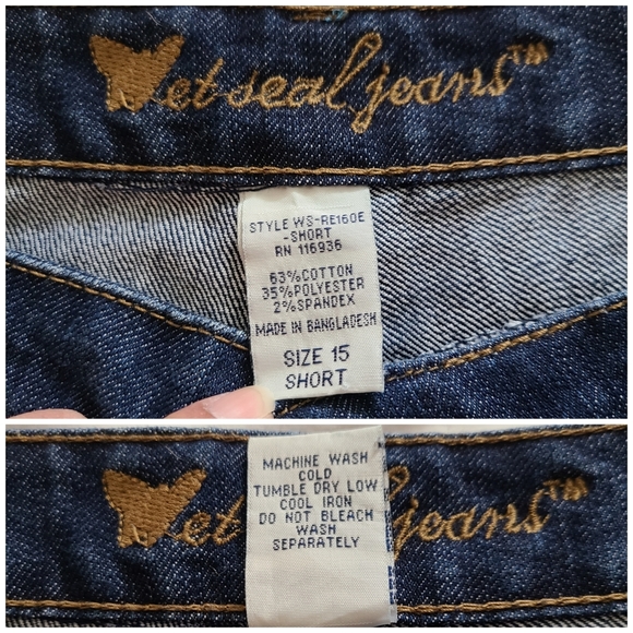 EUC Wet Seal Dark Blue Wash Straight Leg y2k Denim Jeans, Junior's 15 Short - Picture 11 of 12
